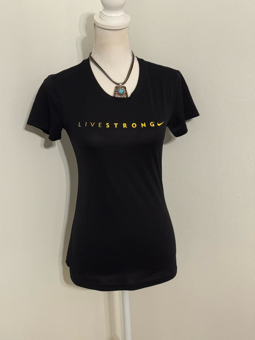 Nike Black LiveStrong Short Sleeve Tee with Yellow Logo